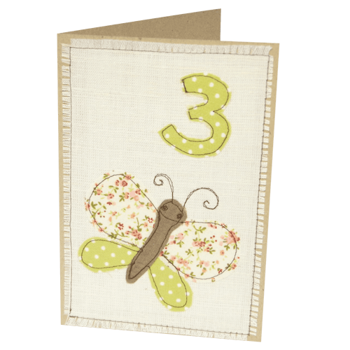 Sünnipäevakaart tüdrukule, liblikaga, nimega. 3. sünnipäev